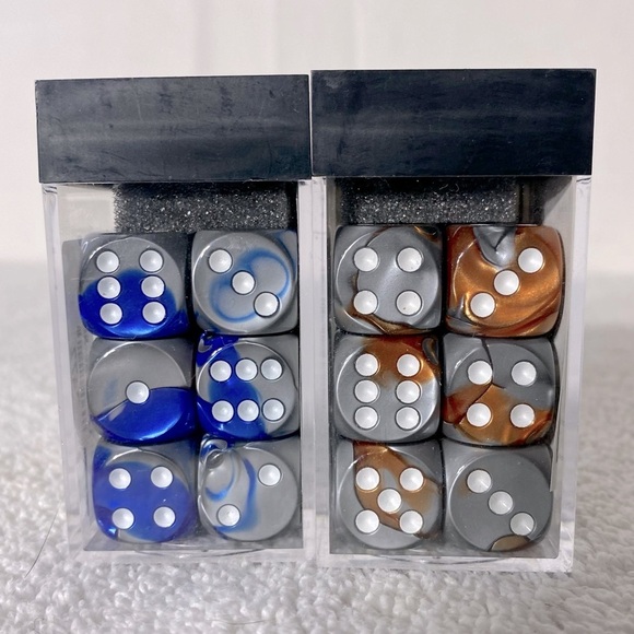 Blue Steel White Copper Steel White Dice Sets X2 - Picture 3 of 6